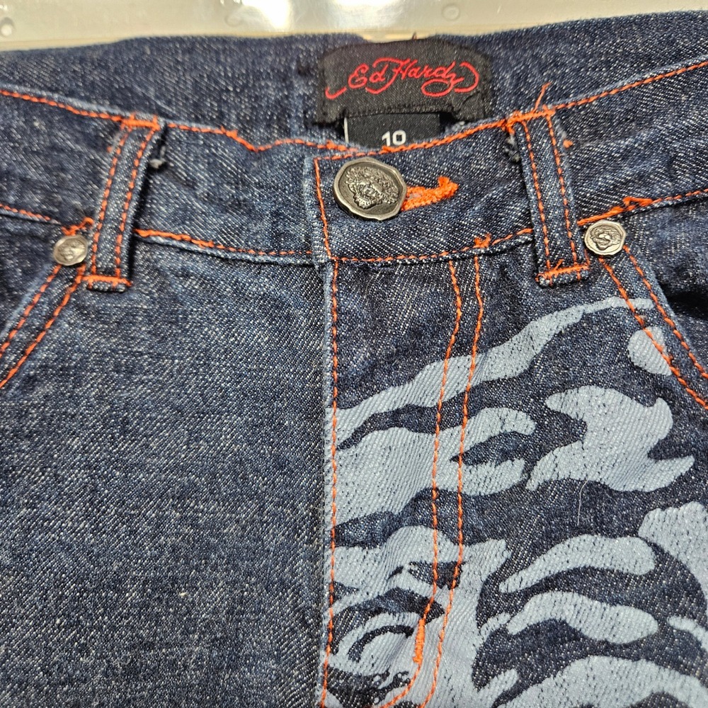 Ed‎ Hardy Youth Tiger Straight Leg Jeans Size 10 Y2K Tattoo Art 26x25 Streetwear - Picture 9 of 13